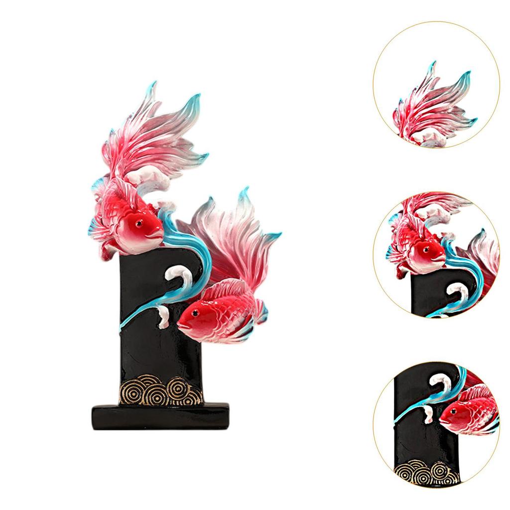Koi Fish Sculpture Resin Table Centerpiece for Office New Year Entrance