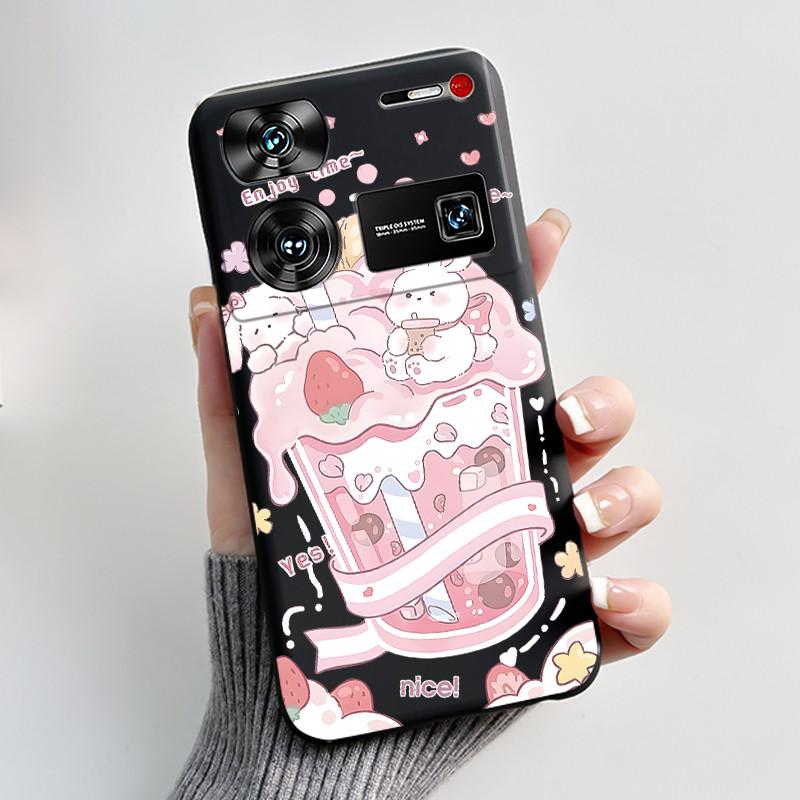 Case For ZTE Nubia Z60 Z70 Z70S Z50 Ultra Cute Love Heart Rabbit Matte Black Soft Silicone Cover For Nubia Z60Ultra Fundas Shell