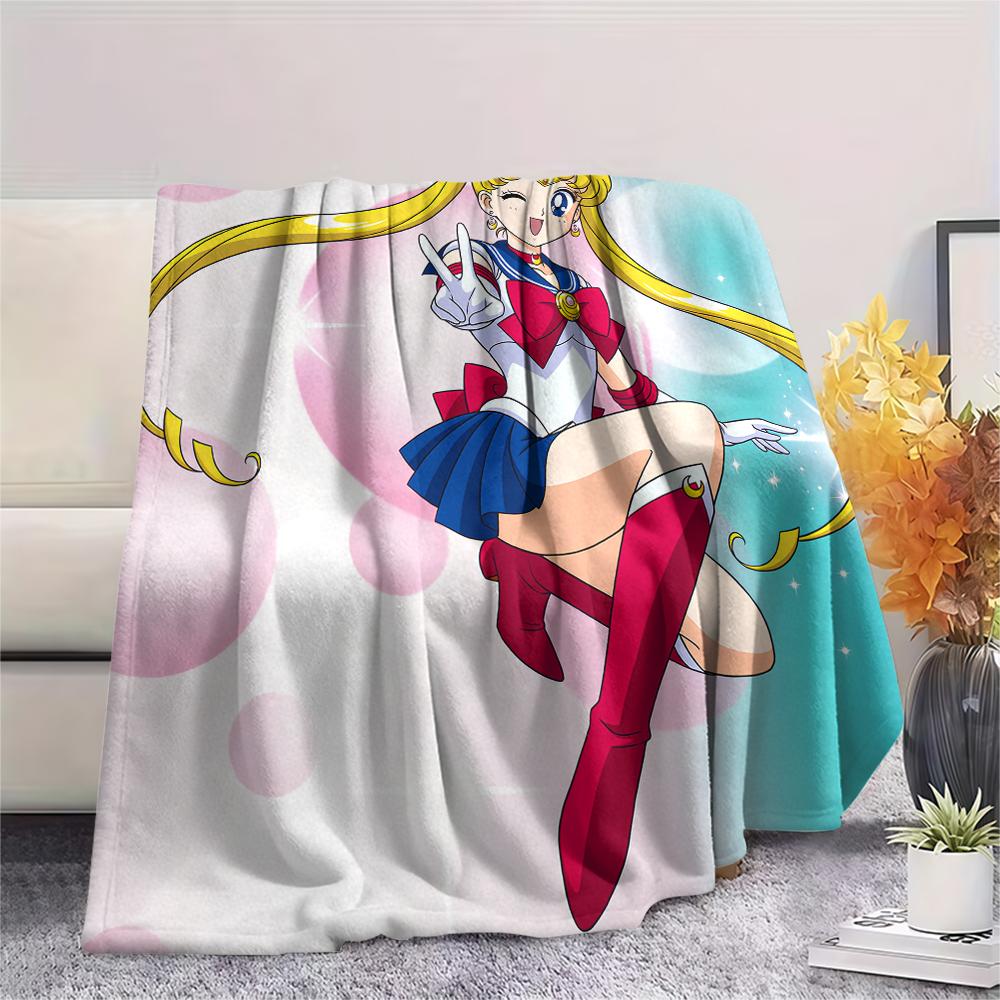 Sailor Moon Sailor Mercury pattern Flannel Blanket, High quality Comfortable for All Seasons, Home Decor, Warmth and Comfort, Perfect for Gifts.