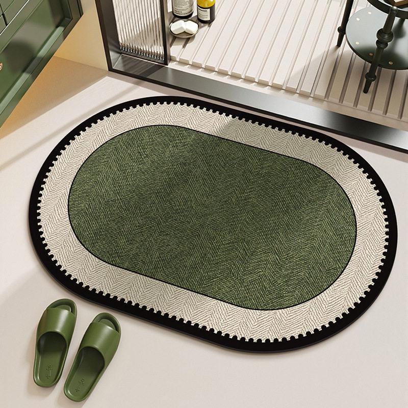 French Retro Non-slip Bathroom Door Mat - Water Absorbing, Easy to Clean, Diatom Mud Floor Mat