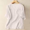 Women's Fashion Loose Casual Summer O-neck Mid Length Sleeve T-shirt