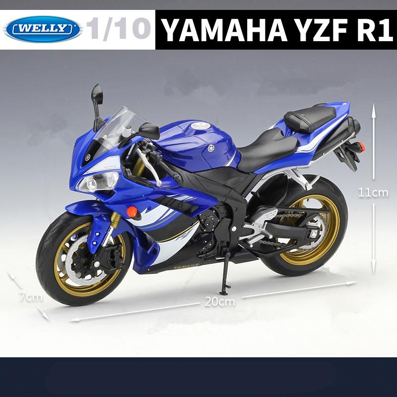WELLY 1/10 YAMAHA YZF-R1 Alloy Racing Motorcycle Model Diecasts Metal Sports Motorcycle Model High Simulation Childrens Toy Gift