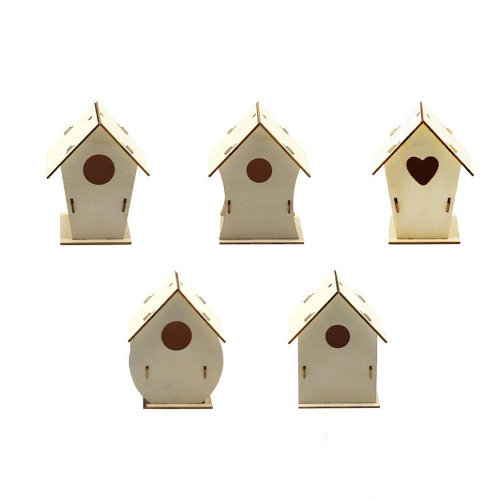 3pcs Minimalist Bird House Wooden Bird Cage Bird Raising Tool Bird Feeder  Outdoor