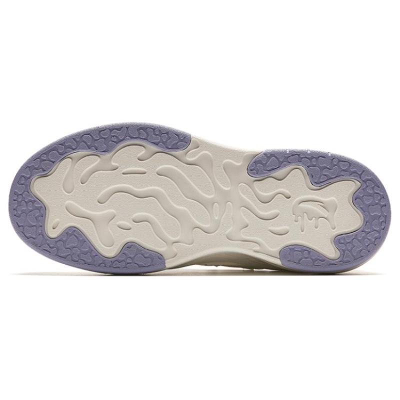 Anta Seaweed Cushioned Wear-Resistant Lightweight Height Increasing Low-Top Skateboard Shoes Women's White Purple Sneakers 922428011-2