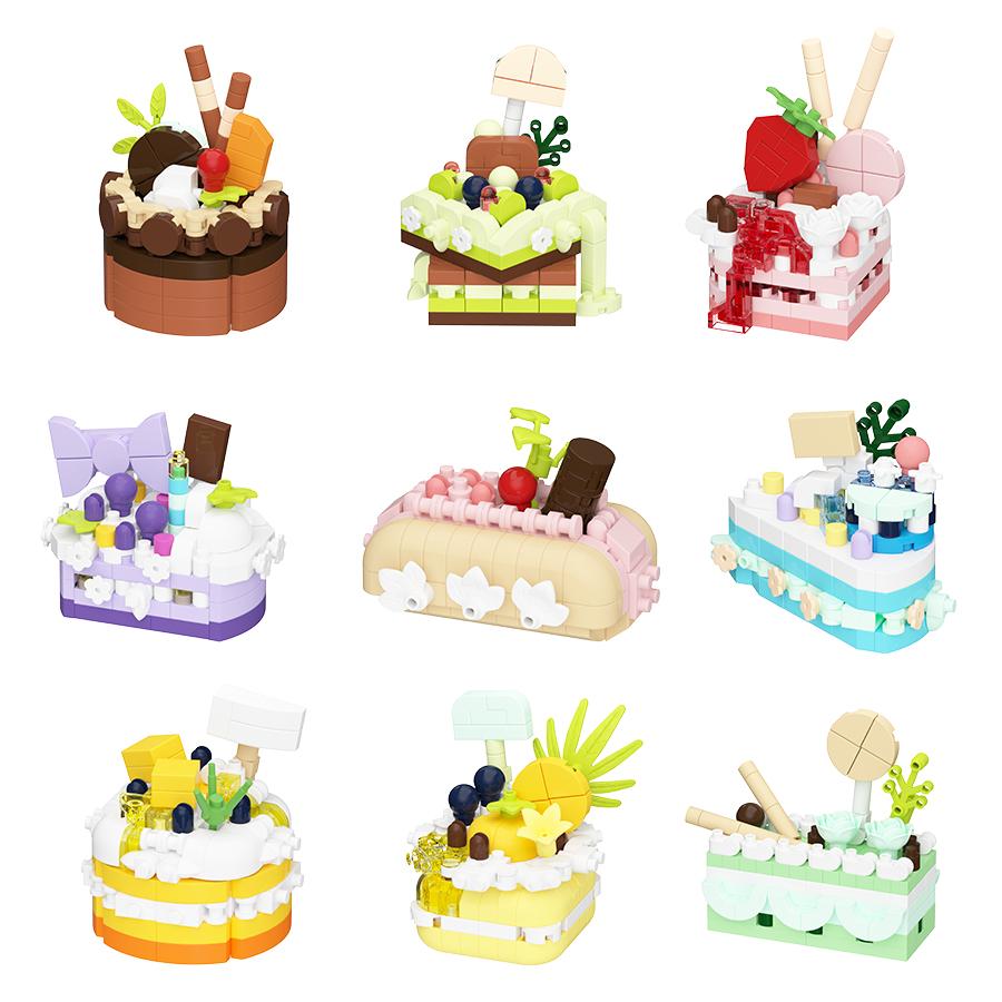 Regali di Compleanno Decorazioni Mini Torta Fai da Te Giocattoli Mattoncini per Bambini Mini Mattoncini Set Cibo Dessert Giocattoli Educativi