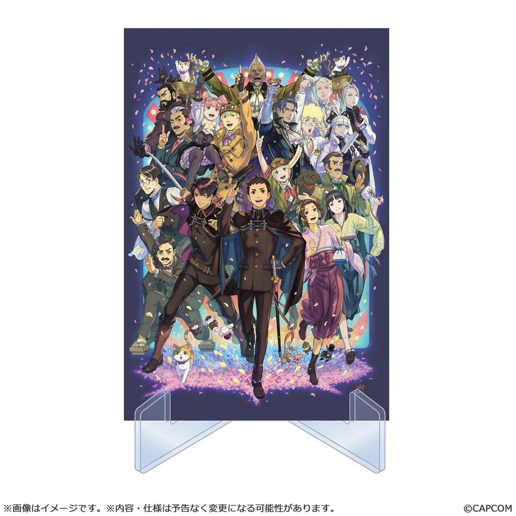 CAPCOM Great Ace Attorney 10th Anniversary Illustration Card Set with H148 X Paper Stand, Approx. W100mm,