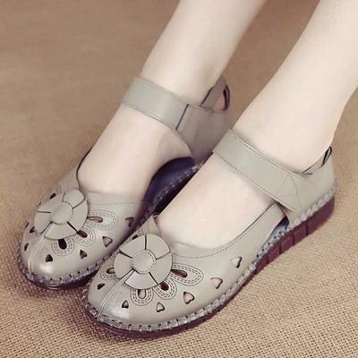 Summer Genuine Leather Flat Shoes Ethnic Style Casual Comfortable Breathable Soft Bottom Women's Sandals