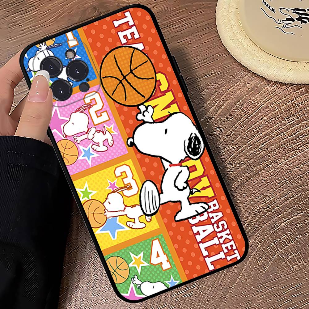Cute Cartoon S-Snoopys Phone Case For Iphone 17 16 15 14 13 12 11 Pro Max Plus Black Shell Cover Case
