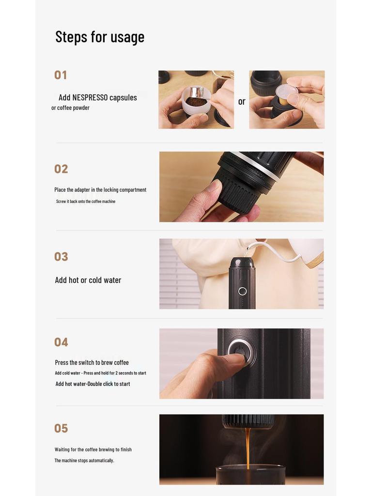 Portable Wireless Coffee Maker: Handheld Dual-Use Heating Capsule for Outdoor and Car