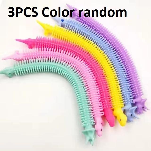 30-3PCS Funny Unicorn Pull Worm Noodle Fidget Toys Stretch String TPR Rope Anti Stress Toys String Stress Relief Autism Vent Toy