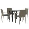VidaXL Garden Dining Set Cushions 5 Pcs Black and Grey, Dining Set, Dining Set 3185126
