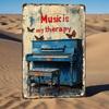 "Music Is My Therapy" Piano Metal Plaque – Warm Wall Decor for Garages, Cafés, Bars    Living Rooms