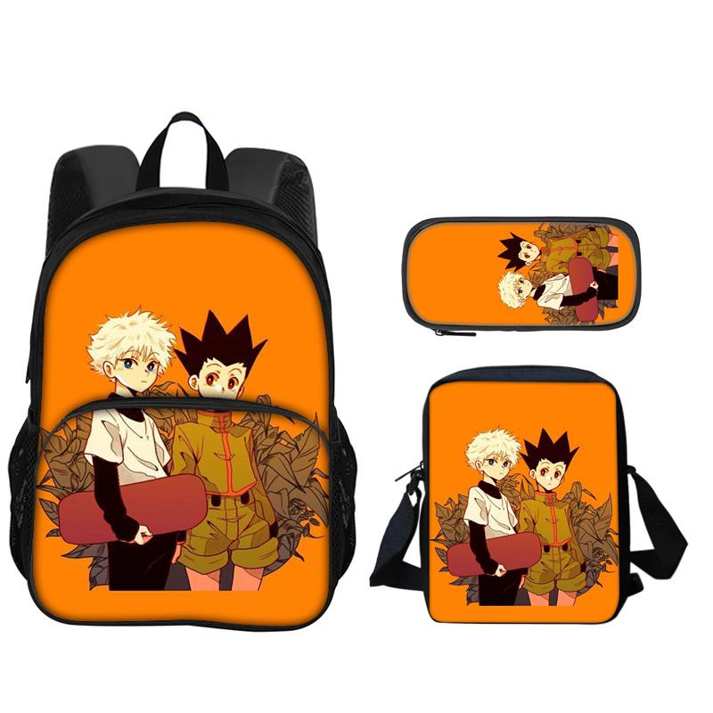 JoJo's Bizarre Adventure Knapsack Pen Carrier Carry Bag 3pcs Set Versatile Spacious Boys Plus Girls School Birthday Best Gift