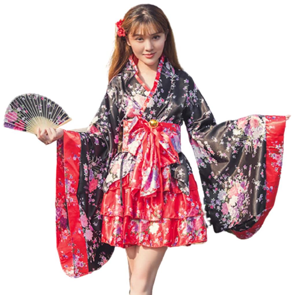 Kimono Dress Japanese Set Japanese Clothes Yukata One Piece Mini with Obi  Red [Lady Lazy] (XXL) Buy cheaply on Joom