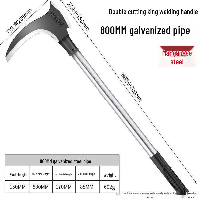 High Manganese Steel Double-Edged Sickle: Multi-Functional 1m Outdoor Brush Knife for Grass, Firewood, and Tree Cutting.