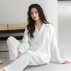 Woven Pure Cotton Pajamas Women's Spring and Autumn New Long-sleeved Loose Double-layer Gauze Sweet and Cute Loungewear Set