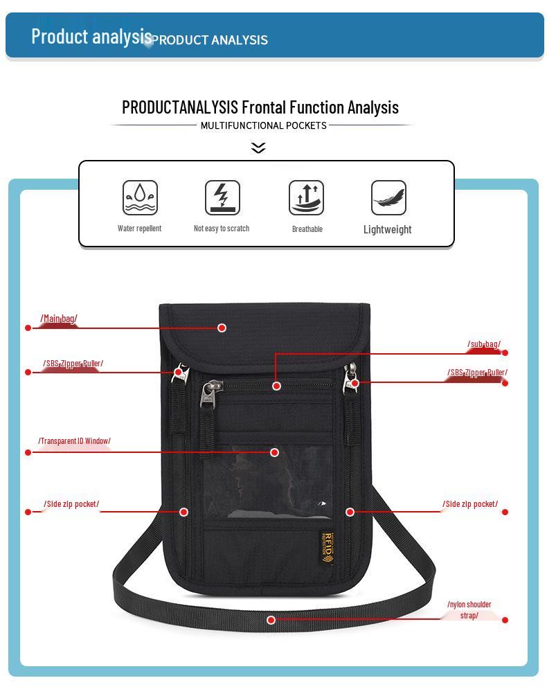 Multi-functional Anti-theft RFID Neck Lanyard: Portable ID & Passport Holder.