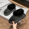 Women's Soft-Sole Snow Boots Korean Winter Leather-and- Combination Versatile Cotton Shoes Fleece-Lined Warm Casual Short Boots Snow Cotton Shoes