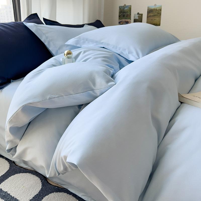 Solid Color Bedding Four-piece Set, Skin-friendly, Breathable and Comfortable, Washed Sheets, Quilt Covers, Pillowcases, Sets