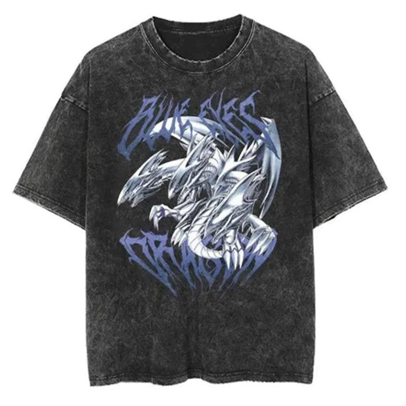 Cartoon Spell Battle Oversized Retro 3D Printed Loose Large Round Neck Cotton Short Sleeve T-Shirts Men’s