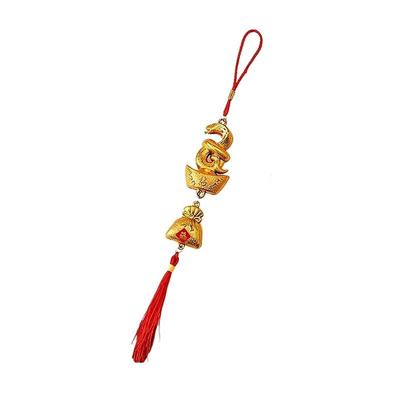 1Pc 2025 Year Of The Snake Gold-Plated Plastic Zodiac Snake Pendant Lucky Mascot Home Car Hanging Ornaments
