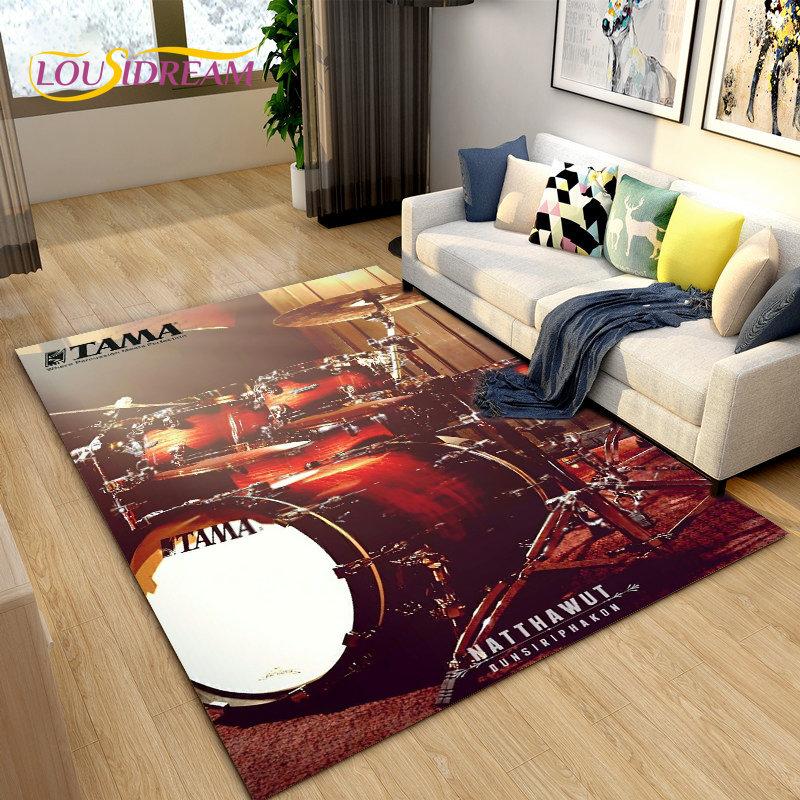 Drum Kit Music Instruments Area Rug Large,Carpet Rug for Living Room Bedroom Sofa Doormat Decoration,Kitchen Non-slip Floor Mat