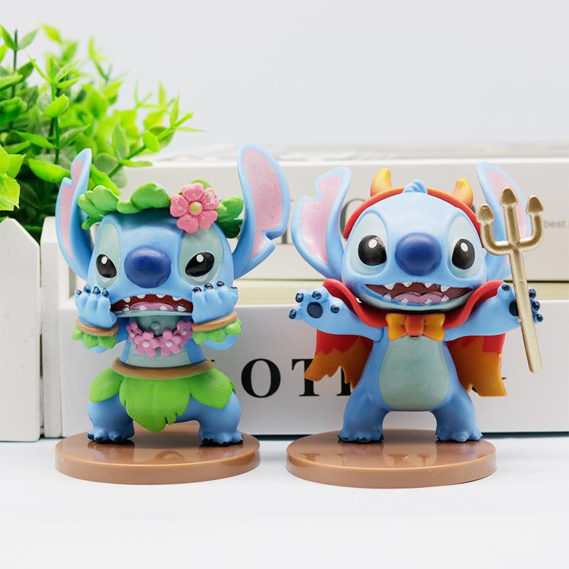 6pcs/set Cute And Charming Stitch Adorable Figure Stich Anime Model Doll Action Figure Car Cake Room Decoration Playthings Designed For Children