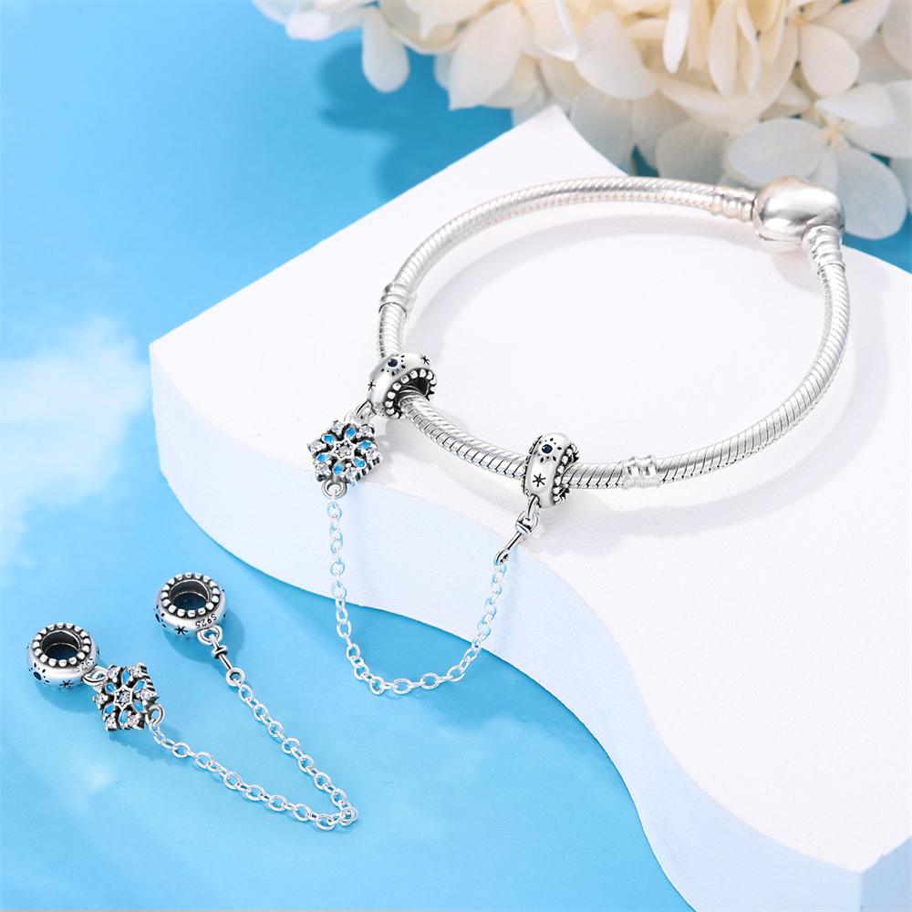 Copper Sun And Moon Series Safety Chain Charm Beads Fit Original Bracelet Diy Women Jewelry Gifts