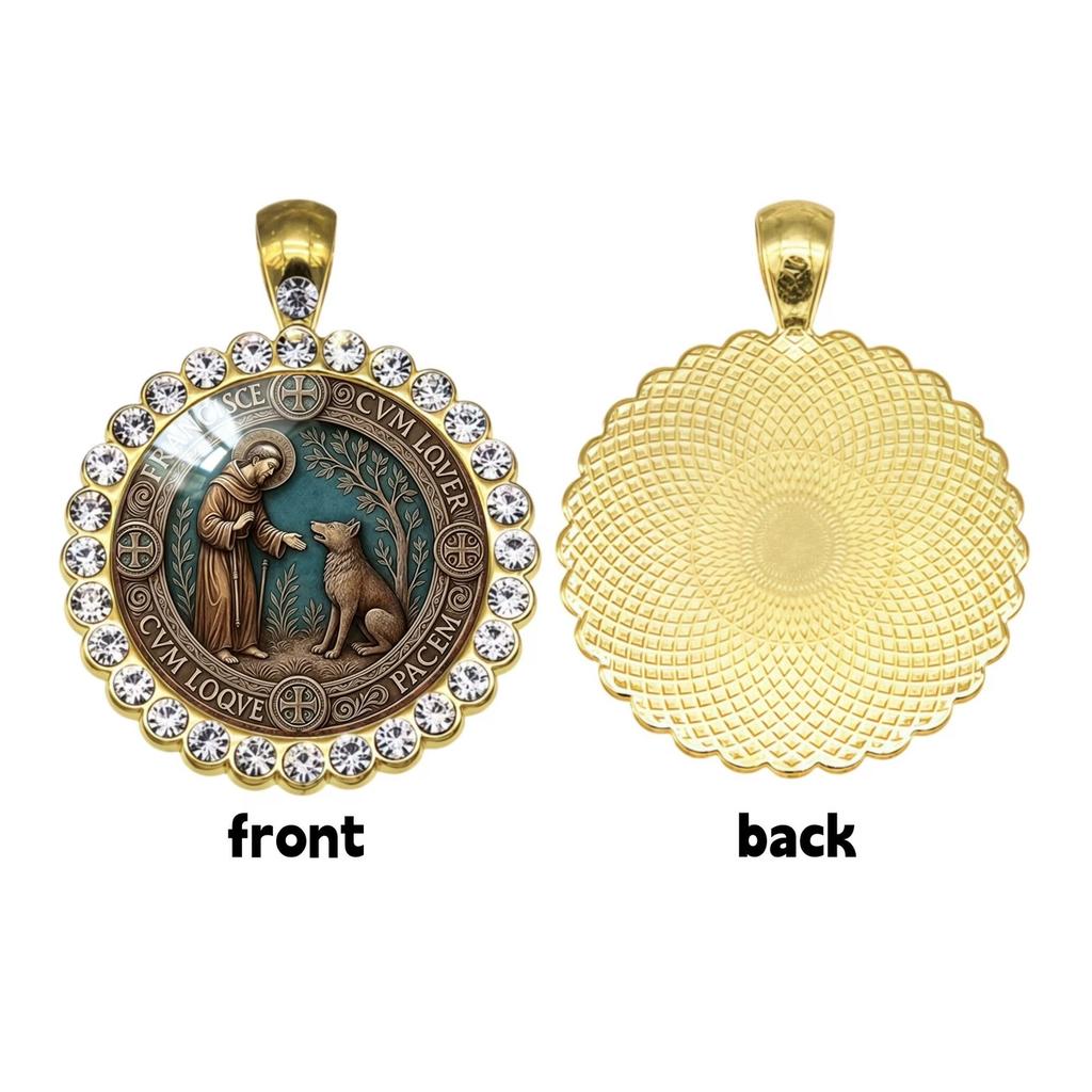 Collier Médaillon Estampé Saint François d'Assise,