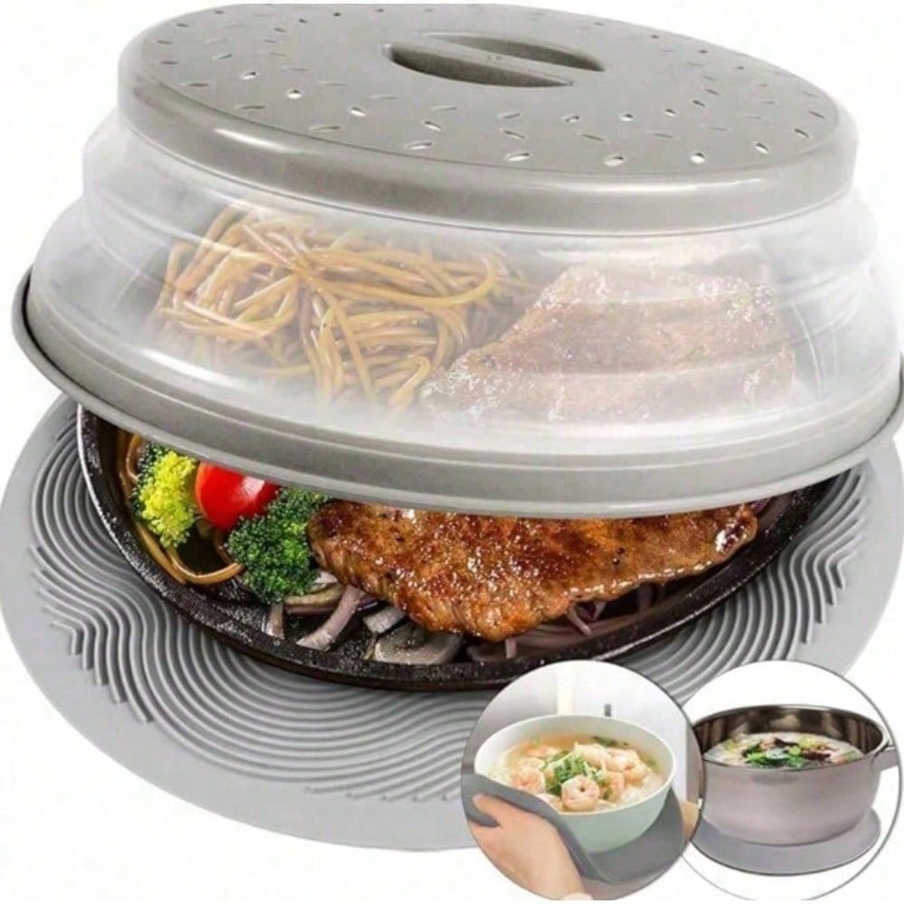 

1Unit Multi-Purpose Kitchen Splash Guard & Strainer - Collapsible 2-In-1, Anti-Spatter Cooking & Efficient Produce Washing