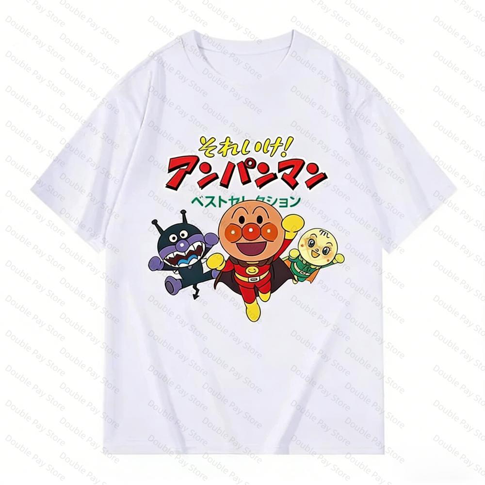 Anpanman Family Cartoon Print Tshirt Casual Unisex Short Sleeve Cotton Tee for Mens Shirt Women tshirt Kids Anime Streetwear