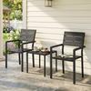 3-Piece Garden Set with 2 Chairs and HDPE Table Wood-Effect Slat Design for Patio Balcony Black