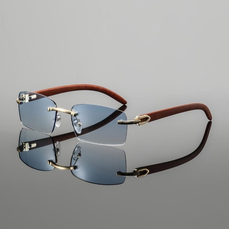 3 Pcs Men's Metal Square Frameless Retro Elegant High-end Light Luxury Casual Fashion Glasses
