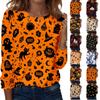 Womens Casual Long Sleeve Halloween Print Pullover Sweatshirt Crew Neck Top Lightweight Comfortable Fit Seasonal Style