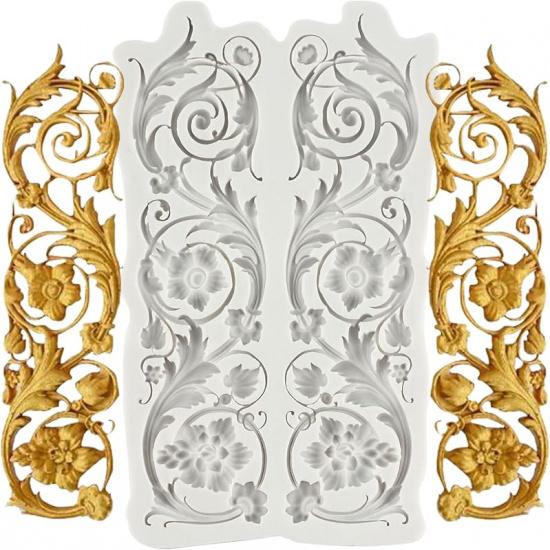 Baroque Fondant Mold Curlicues Scroll Lace Silicone Molds Filigree Mold 3D Sculpted For Sugar Cake Decorating Cupcake Topper Candy Chocolate Gum