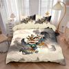 Cool Lion Dance Four-Piece Chinese Style Duvet Set for Boys' Bedroom or Dorm
