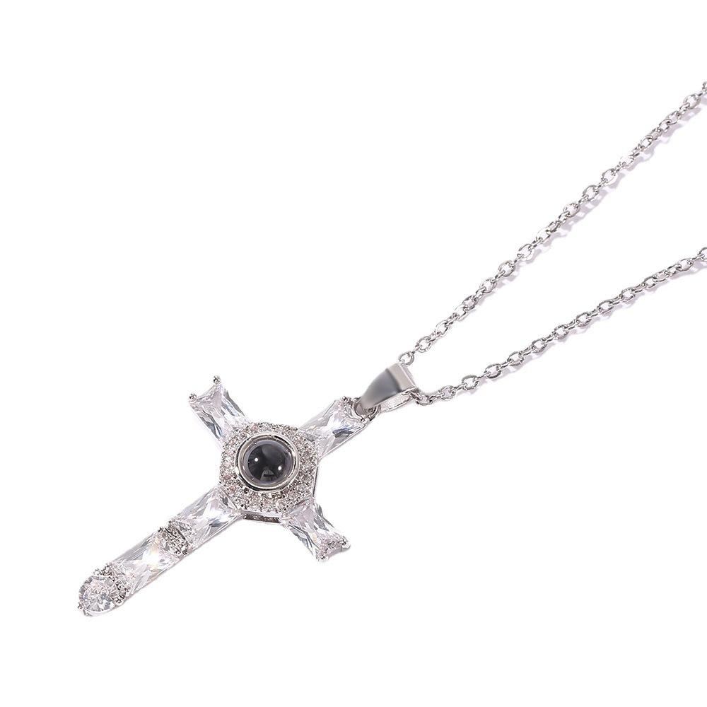 Collier à Projection Croisée pour Femmes Filles Cadeau Noël Fête des Mères Bijoux Accessoires