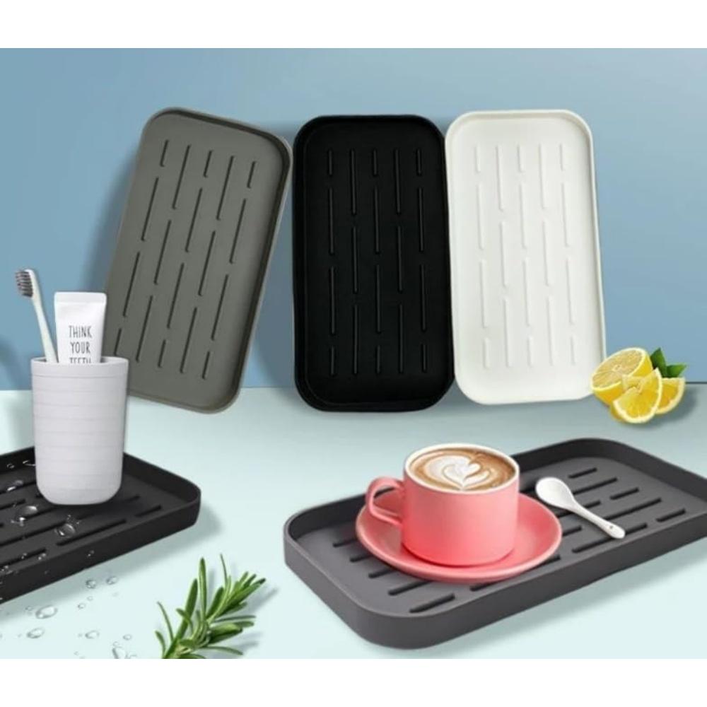Square Silicone Drain Tray,Kitchen Storage,Fruit Drain Pad Storage Tray,Bathroom Storage,Dressing Table,Desktop Storage Tray