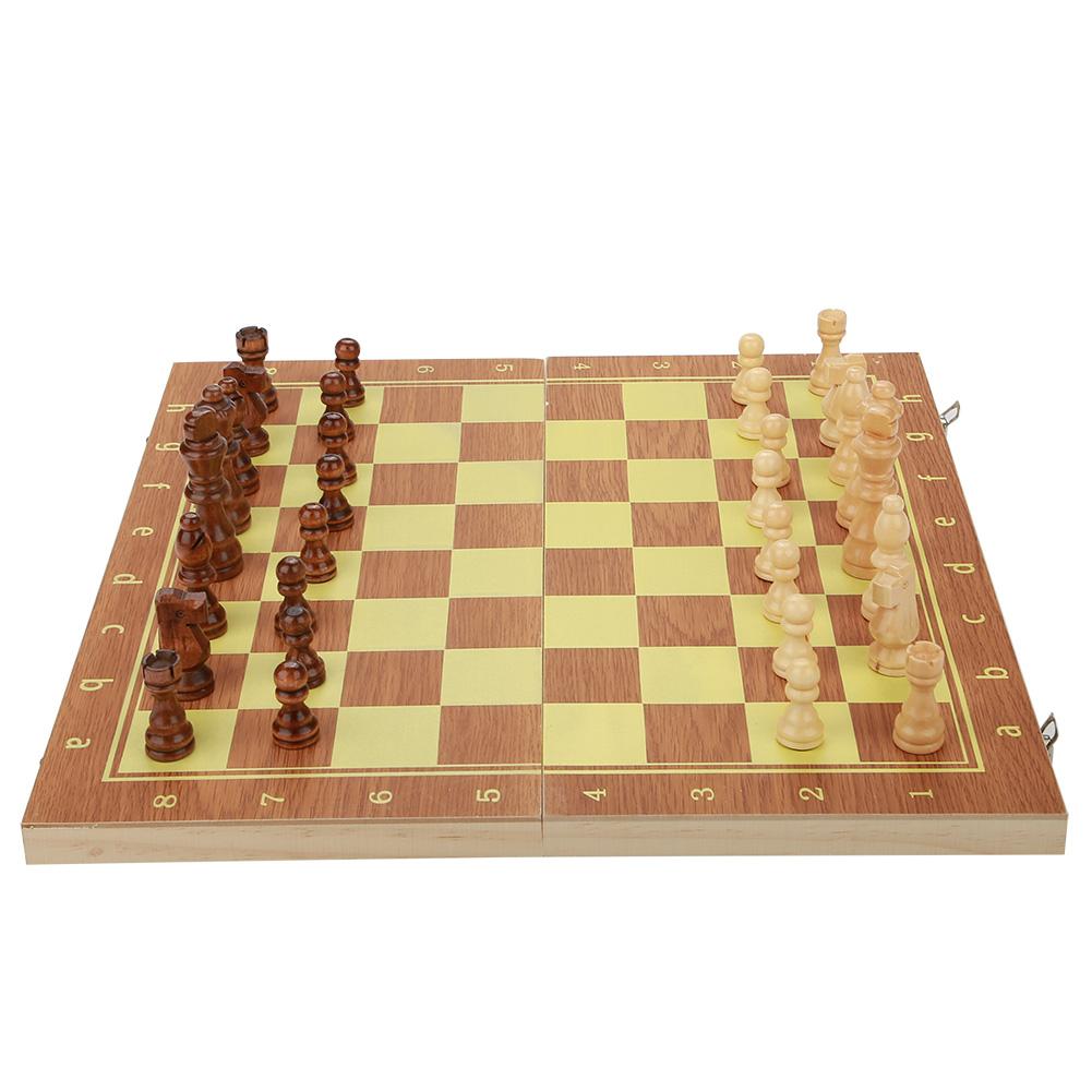 Portable Wooden Chessboard Folding Board Chess Game For Party Family Activities (39*20*4cm)
