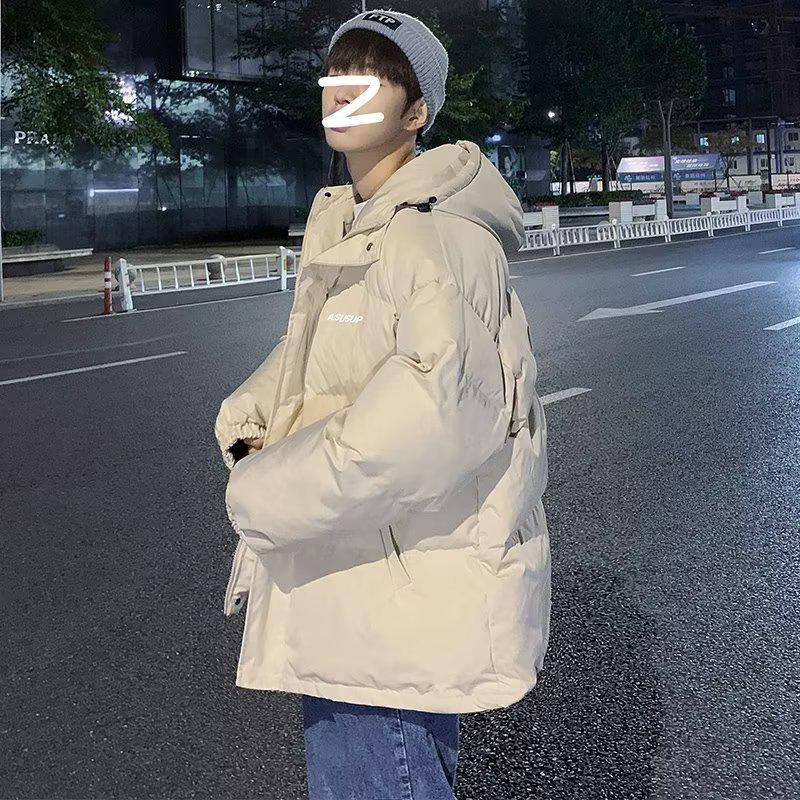 Men's Hooded Windproof Cotton-Padded Coat - Autumn/Winter Hong Kong Style Casual Warm Short Thickened Jacket