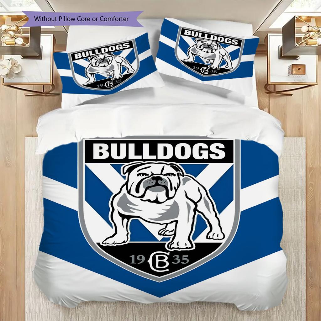 Canterbury Bulldogs Muster Bettwäsche Steppdecke Set Bettbezug Kissenbezug Heimdekoration Geburtstagsgeschenk (1 Bettbezug + 2 Kissenbezüge, ohne Füllung)