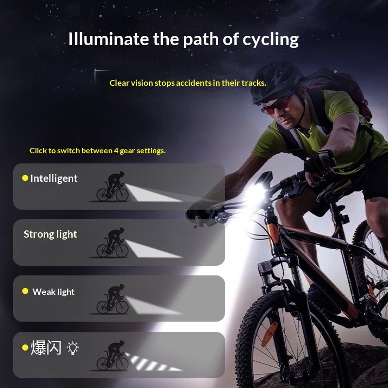 Super Bright Bike Front Light 4 Modes 1800Mah Long Battery Usb Fast Charge For Night Cycling Riding