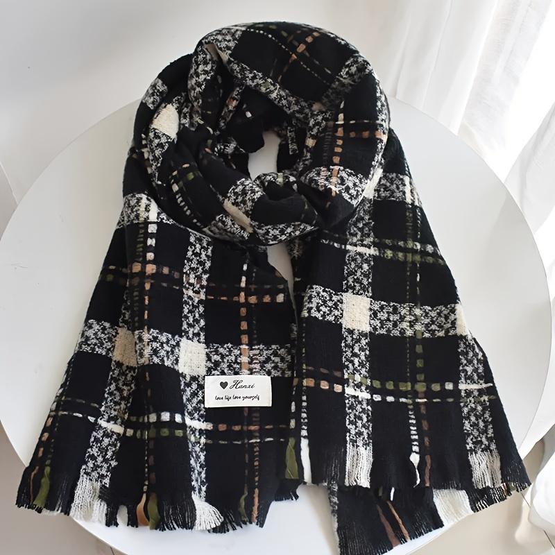 Thick and Warm Plaid Scarf, Luxurious and Fashionable Plaid Shawl for Winter, Christmas Decorative Scarf, Warm and Decorative