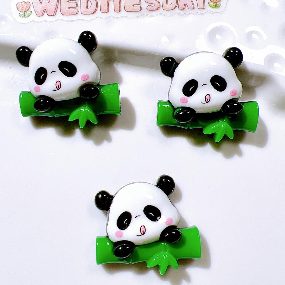10 Pièces Nouvelles Mignonnes Colorées Collection Panda Dessin Animé, Ornement Dos Plat, Accessoires Nœuds Bijoux
