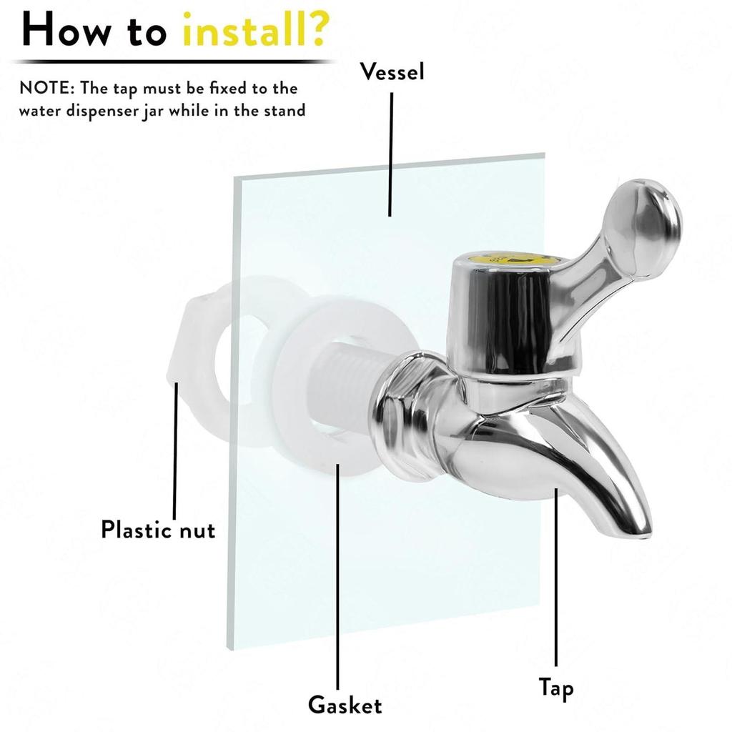 4 Litre Glass Water Dispenser with Stand - Air Tight Lid Glass Pitcher for Detox Water - Counter Table Top Juice Infused Water Beer Dispenser
