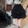 Summer Kawaii White Ruflles Skirt Women Fashion Slim Fit Chiffon Mini Skirts Giris Y2k All Match Elastic High Waist Black Skirt