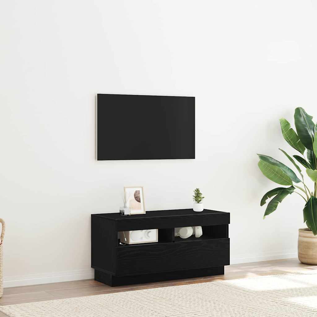 TV Cabinet in Black Oak Look 80 x 35 x 40 cm Engineered Wood