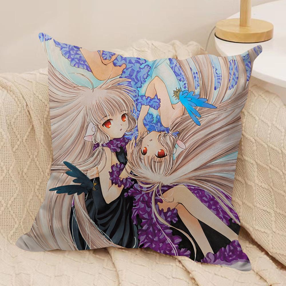 CChobits Anime cute Cushion Cover Silky Short Plush Invisible Zipper Dustproof Sofa Pillow Case for Home Decor