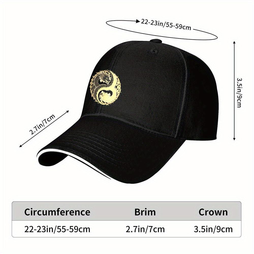 Yin Yang Dragon Graphic Baseball Cap Unisex Lightweight Polyester Outdoor Adjustable Hat