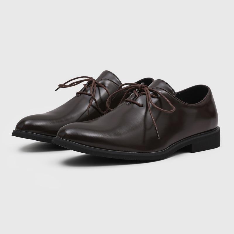 Cleanfit pointed minimalist commuter derby shoes brown thin-soled casual leather shoes men's A13